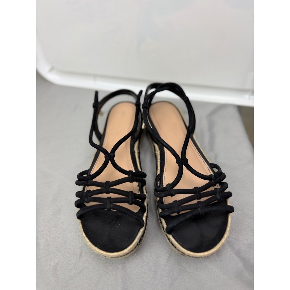 Arezzo Black Strappy Espadrille Flatform Sandals Made in Brazil Womens Size 8